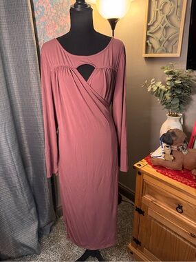 Storyteller Mauve Long-Sleeve Wrap-Detail Maxi Dress
